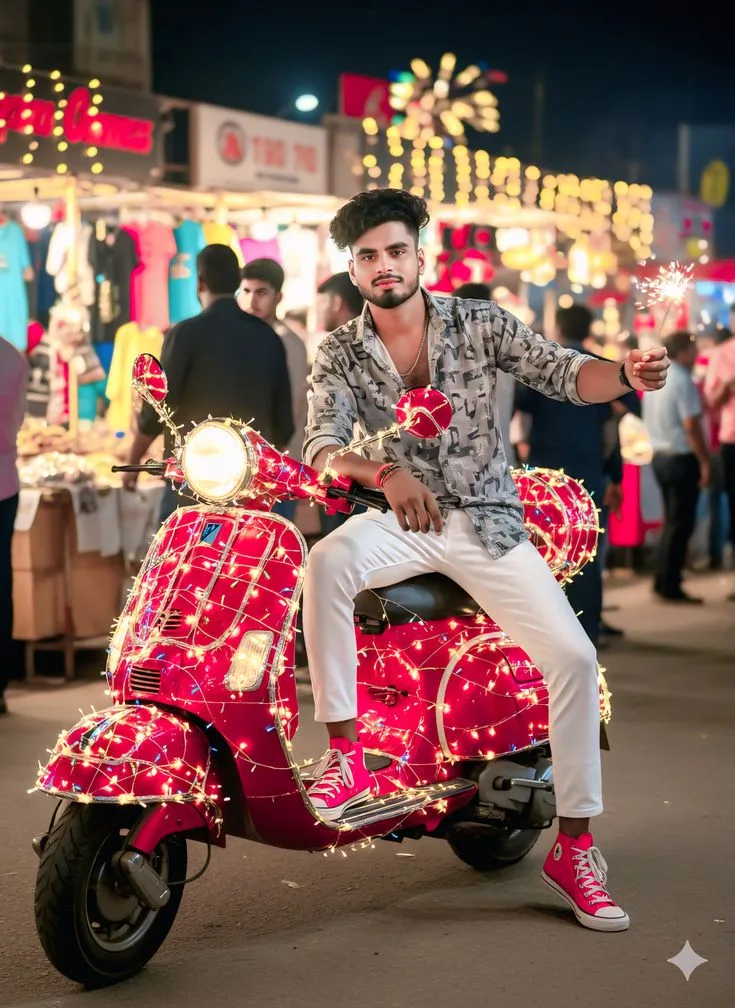 A young South Asian man with short dark hair scooter
