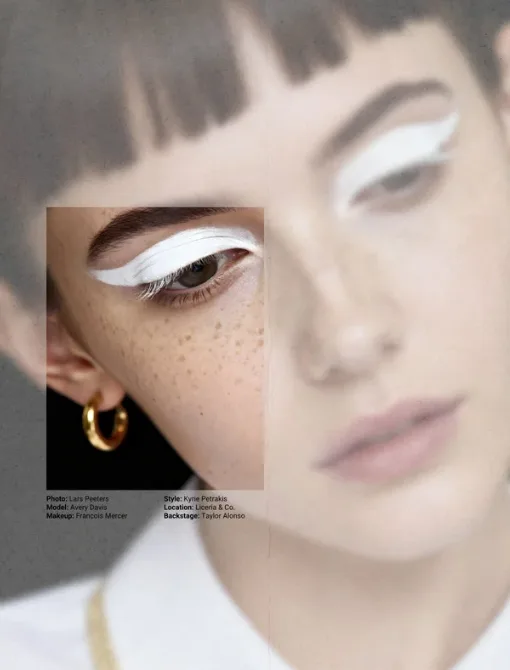Avant-Garde Beauty Editorial | White Graphic Eyeliner