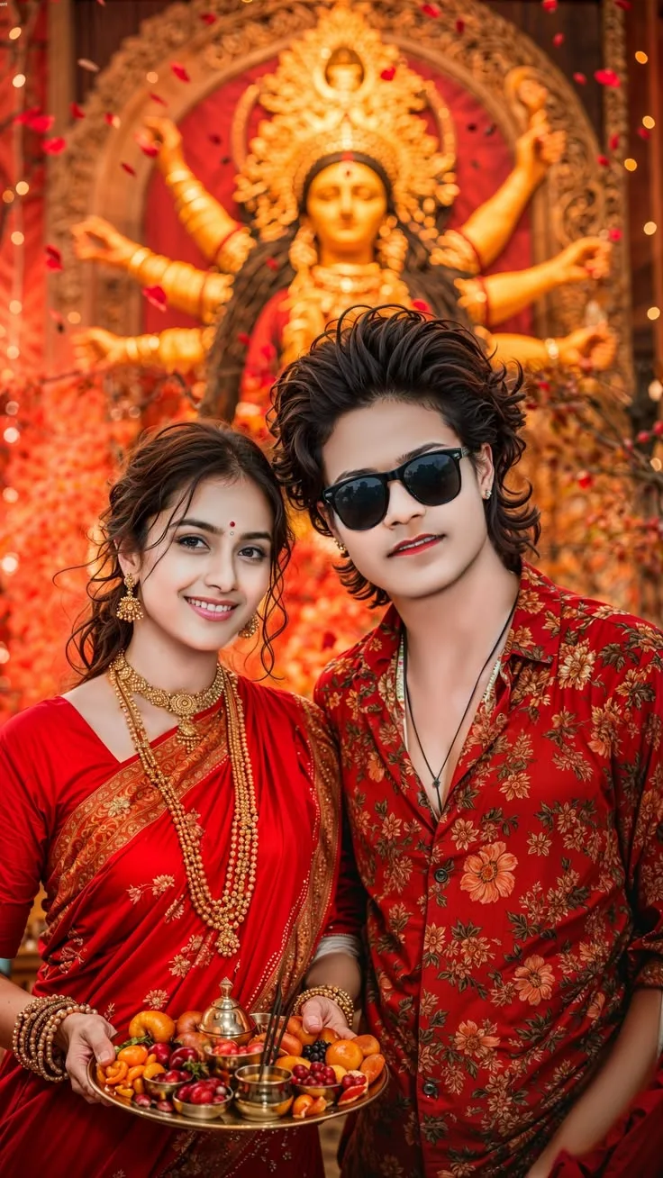 a man and woman in traditional Indian attire