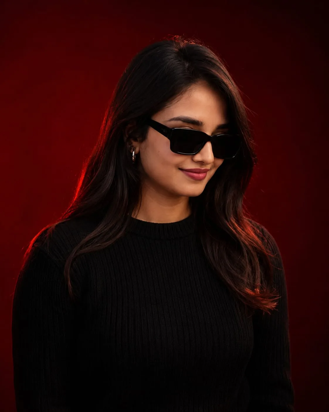 Luxury Red Background Edit Cinematic AI Photo Prompt for Girls