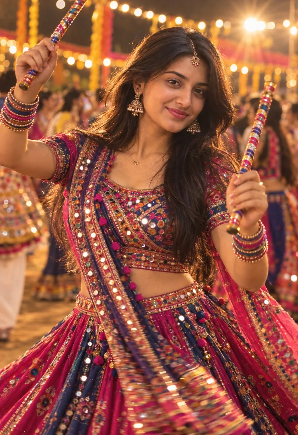 Navratri Dandiya Girl Colorful Lehenga Portrait