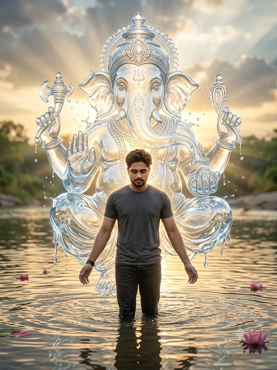Transform my uploaded photo into a highly realistic, cinematic devotional scene