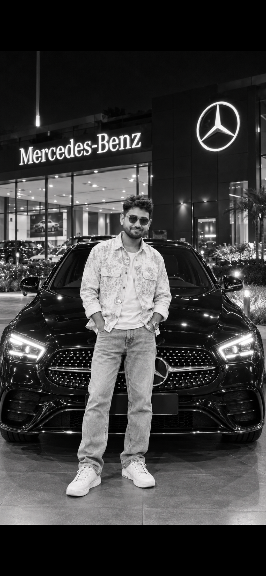 Ultra-photorealistic, high-end cinematic black-and-white luxury fashion photograph inspired by the provided