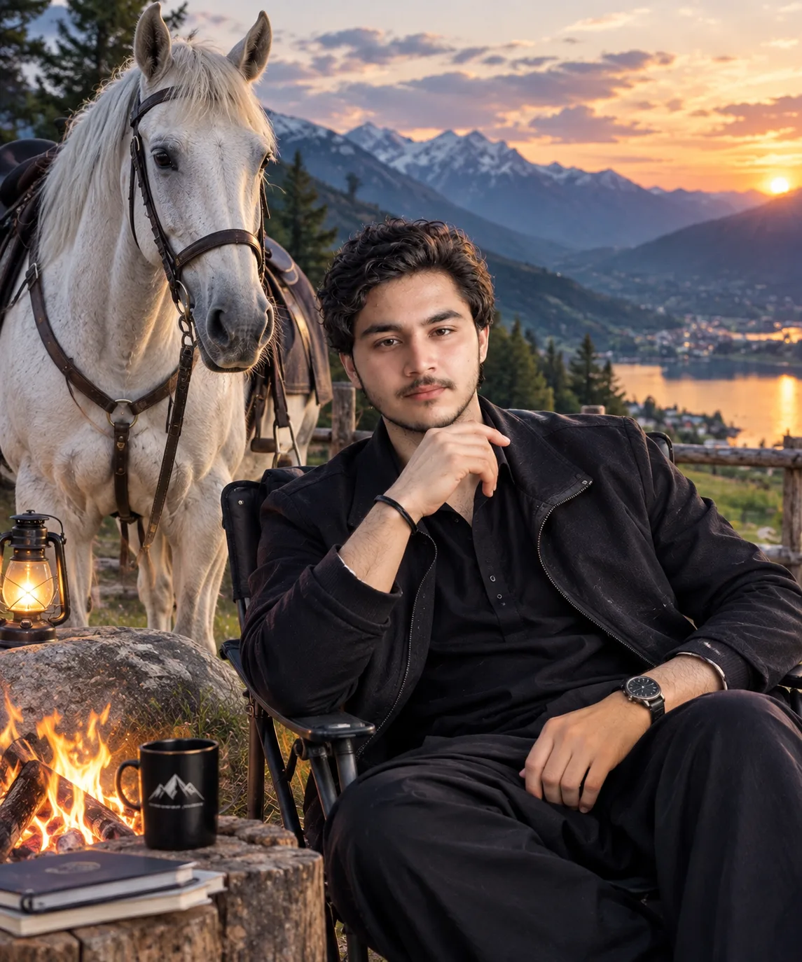 Alpine Night Rider — Campfire & Horse