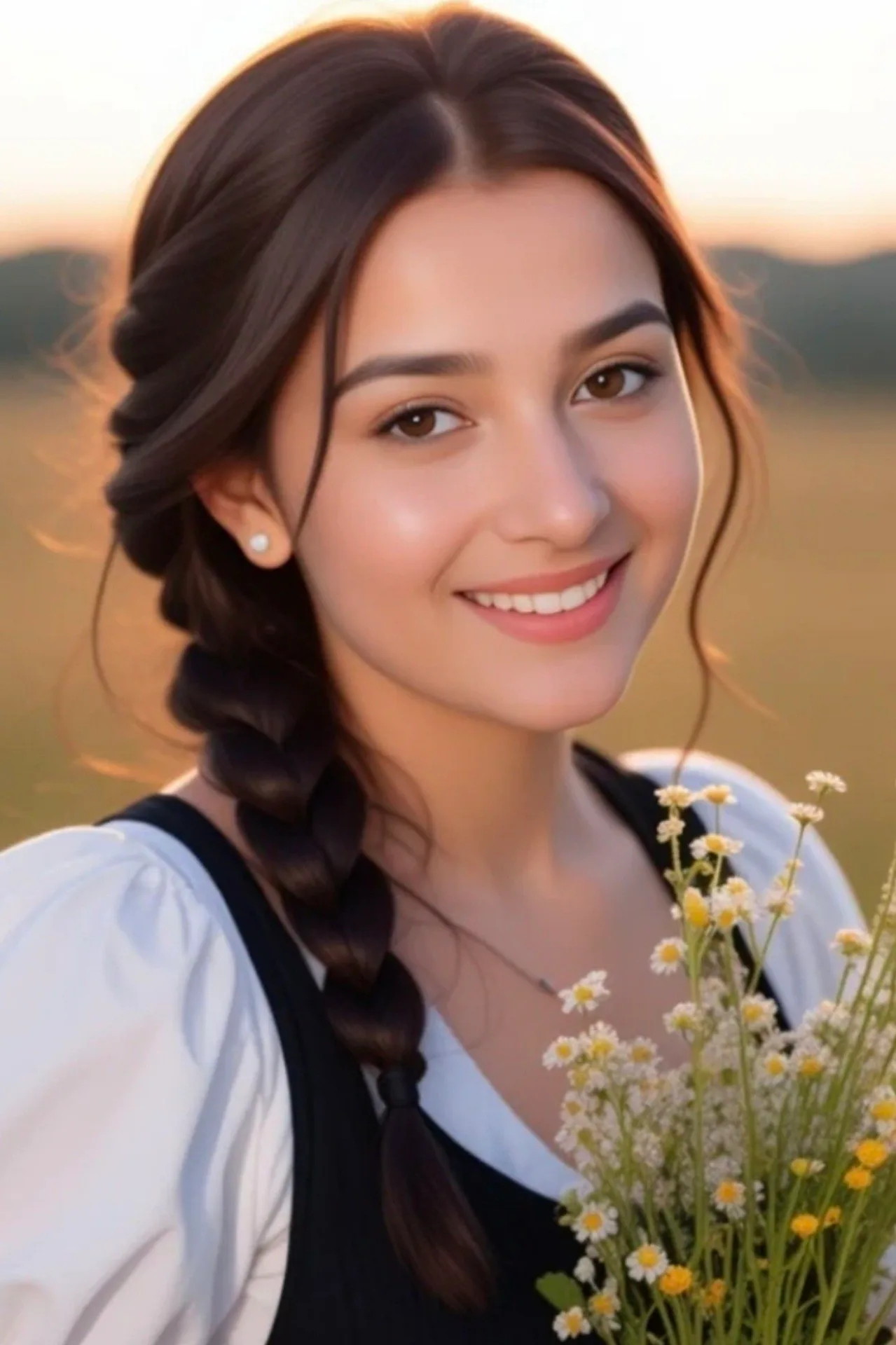 A close-up aesthetic portrait of a beautiful young [woman/man] with a