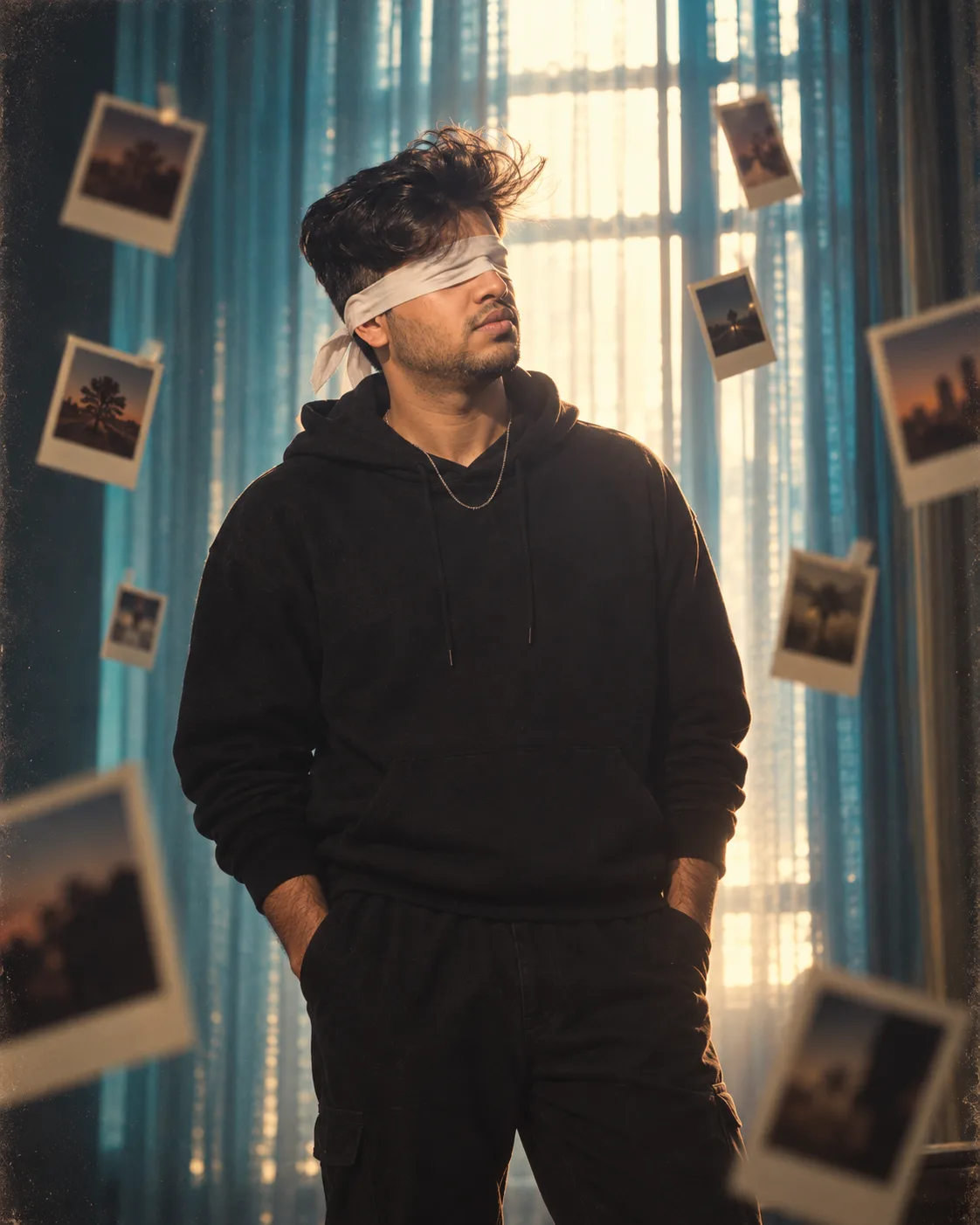 Blindfolded Memories Cinematic Moody Portrait