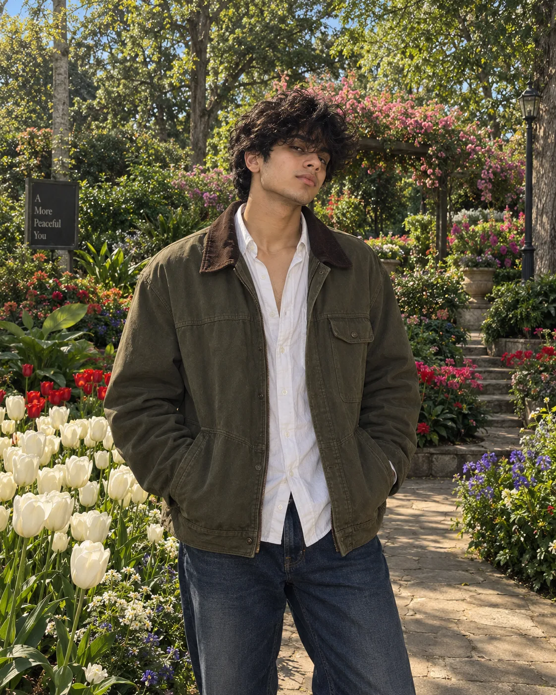 A highly realistic cinematic fashion portrait of a stylish young man