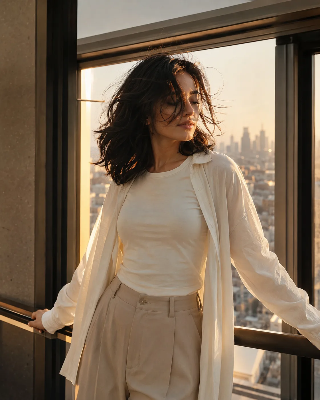 Golden Transit — Cinematic Window Light Portrait.