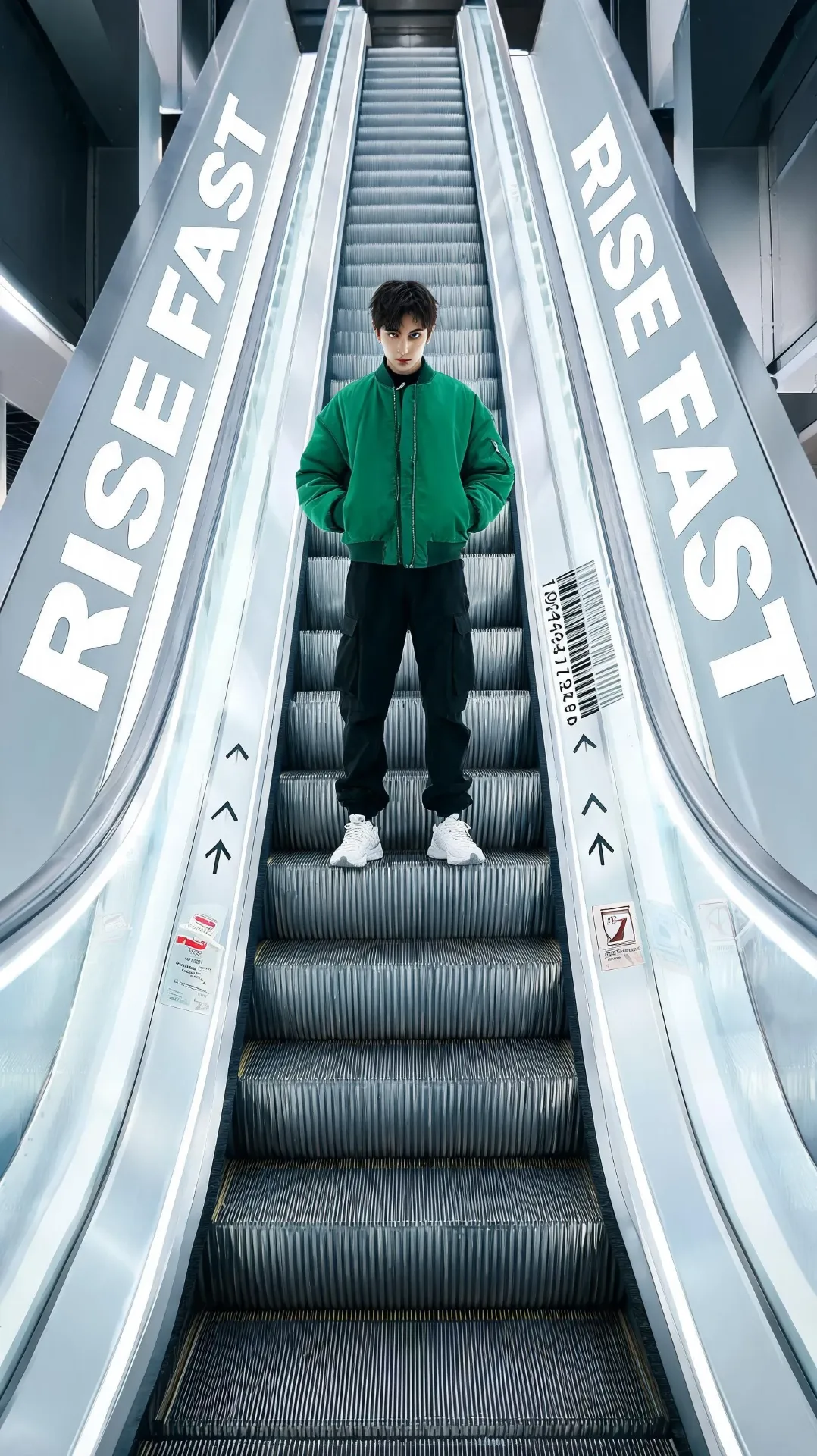 A premium 9:16 sports-fashion editorial advertising poster.Main Subject:A determined young male