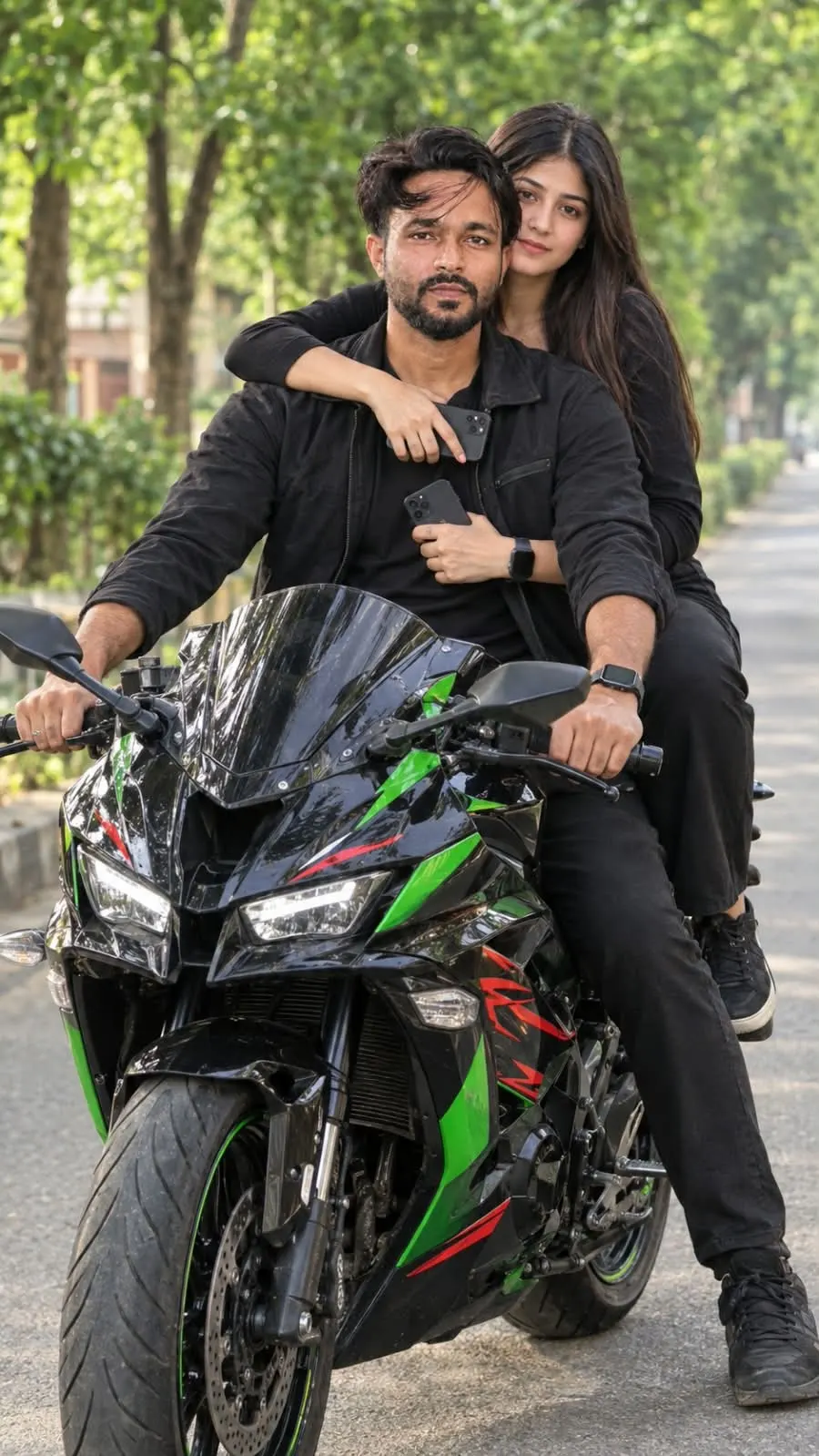 Sport Bike With Beautiful Lady