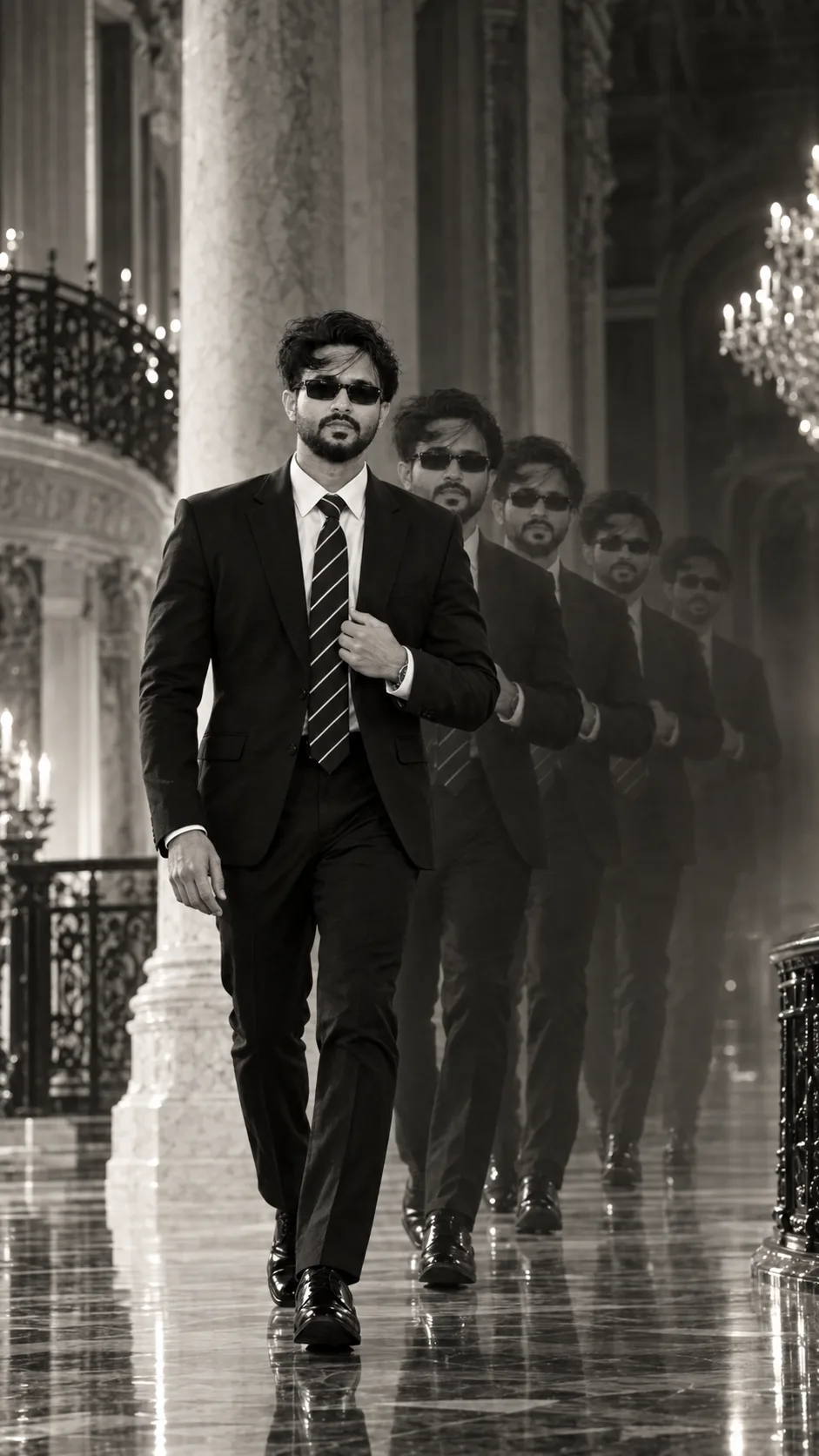 High-end cinematic fashion photograph inspired by the reference image