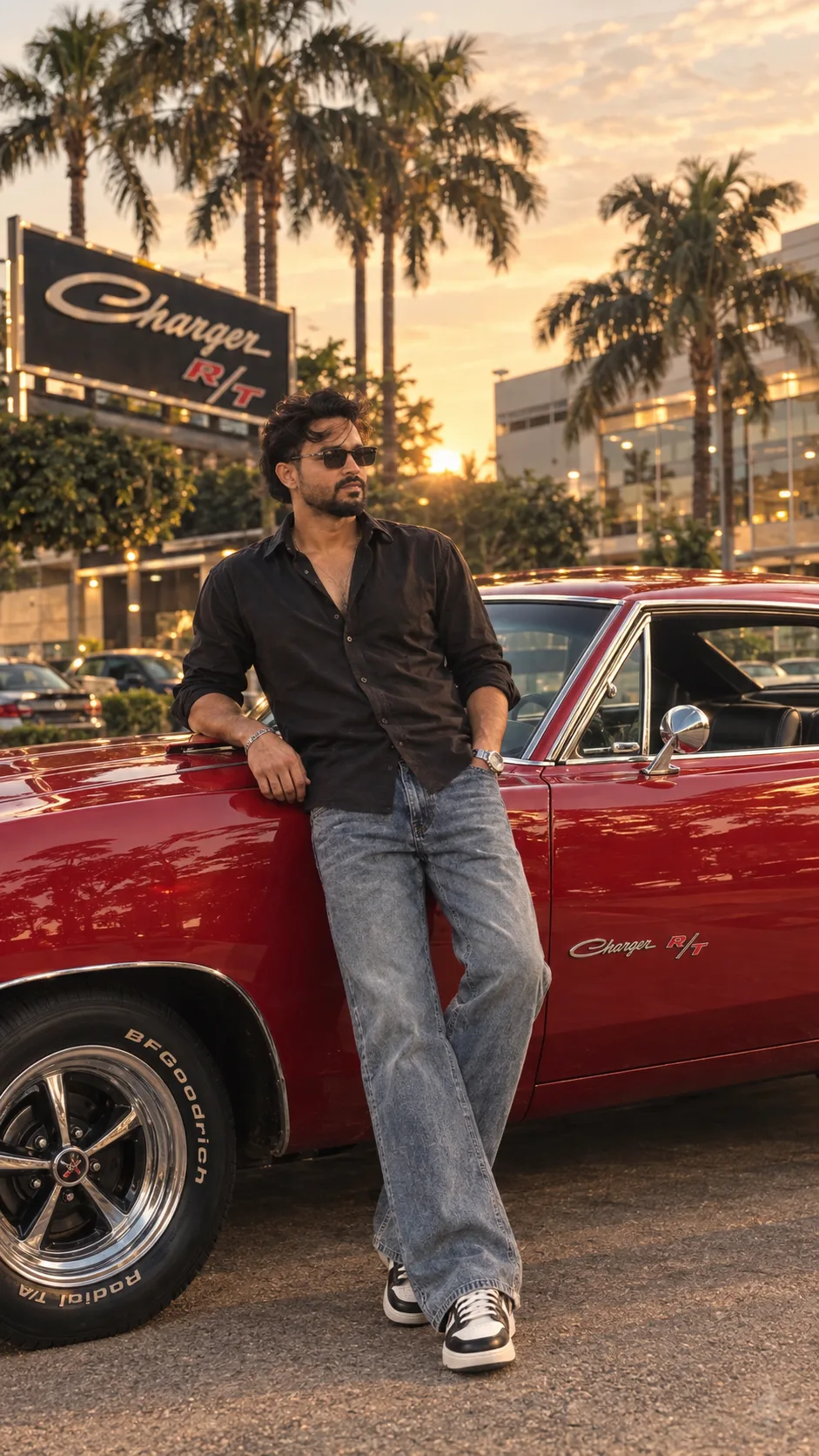 Highly realistic cinematic full-body fashion portrait of a stylish young Indian