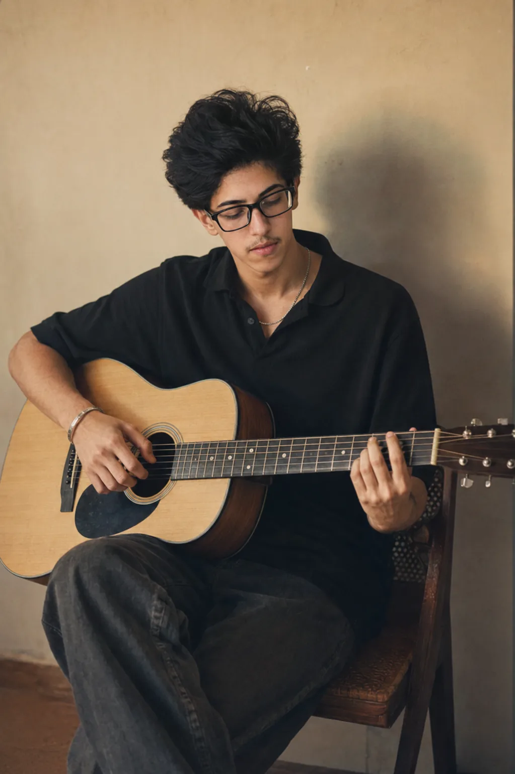 Vintage Acoustic Guitar Portrait — Warm Nostalgic Photography