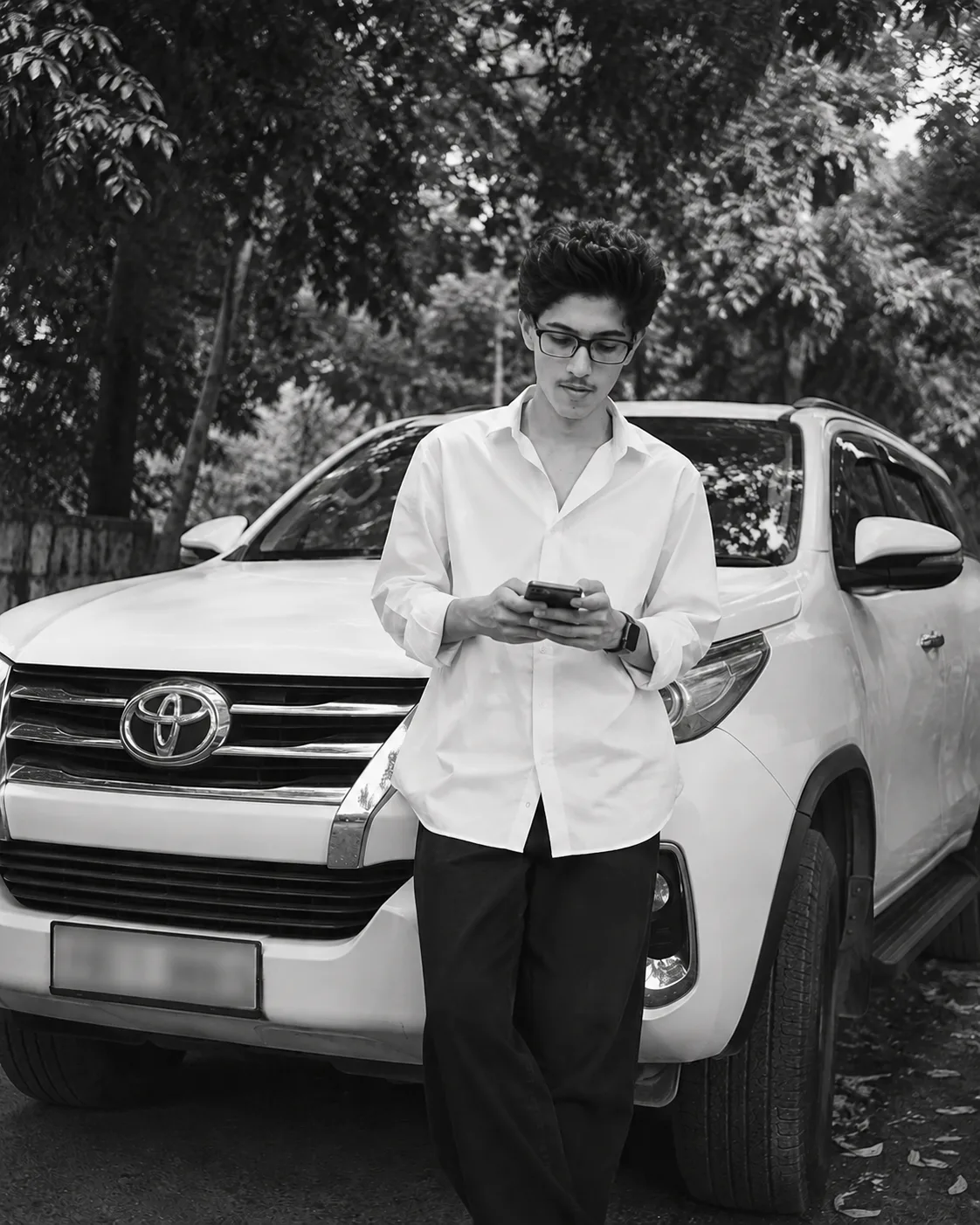 Cinematic Black & White Fortuner Portrait 📸🖤