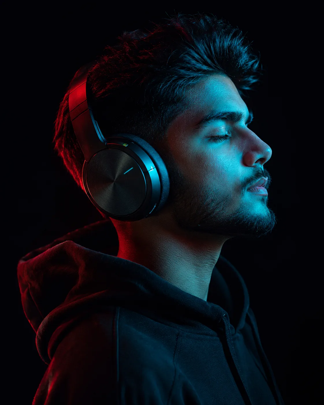 Neon Cyberpunk Headphone Portrait