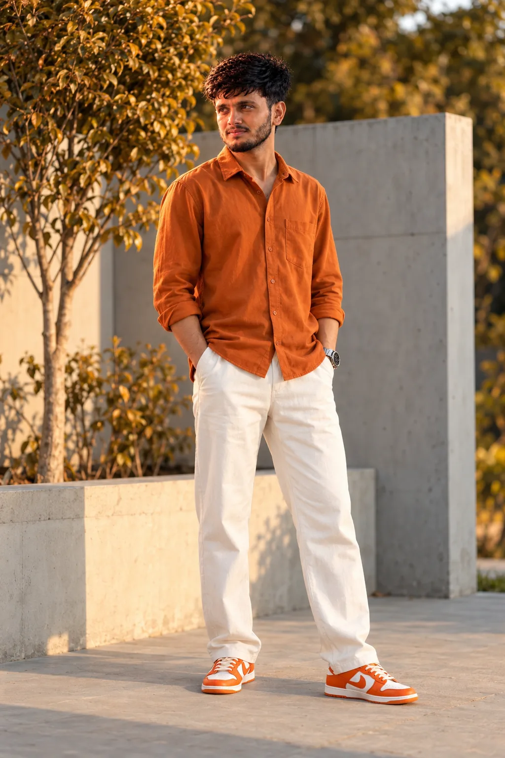 Ultra-Realistic Cinematic Golden-Hour Full-Body Fashion Portrait Prompt
