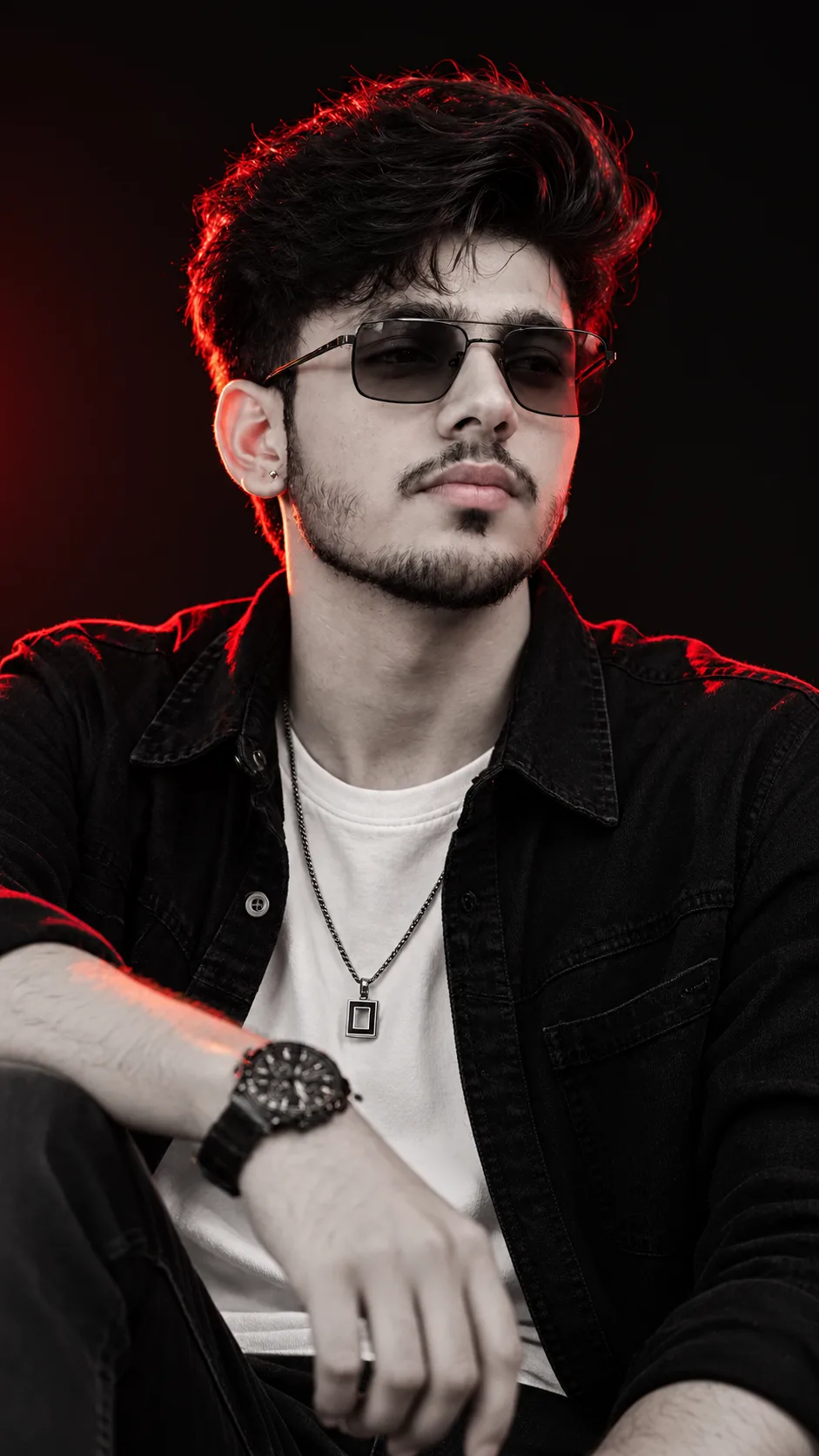 📸 Ultra-Realistic Cinematic Portrait Prompt — Swept-Back Hairstyle & Confident Pose