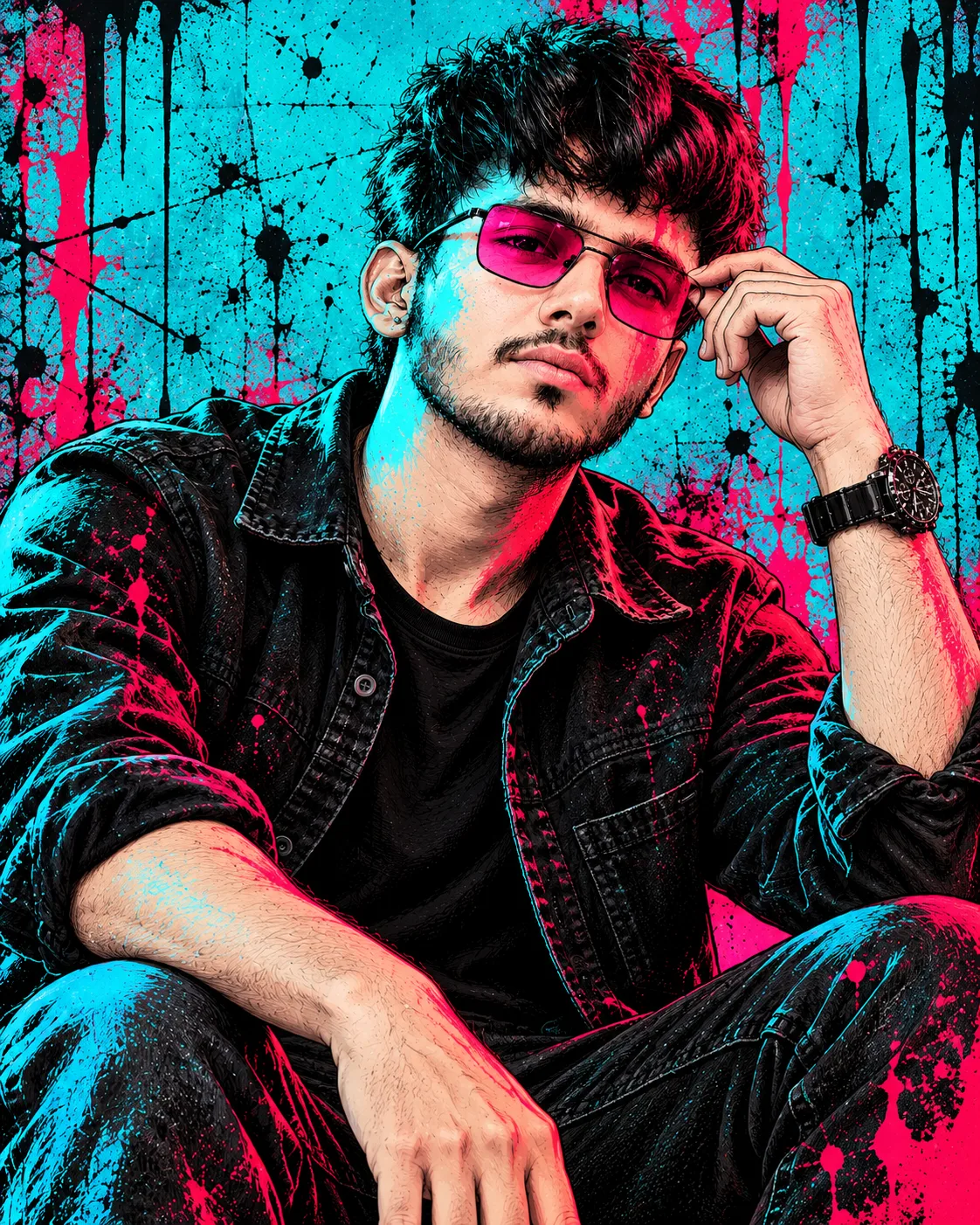 Ultra-Realistic Neon Comic Portrait Prompt