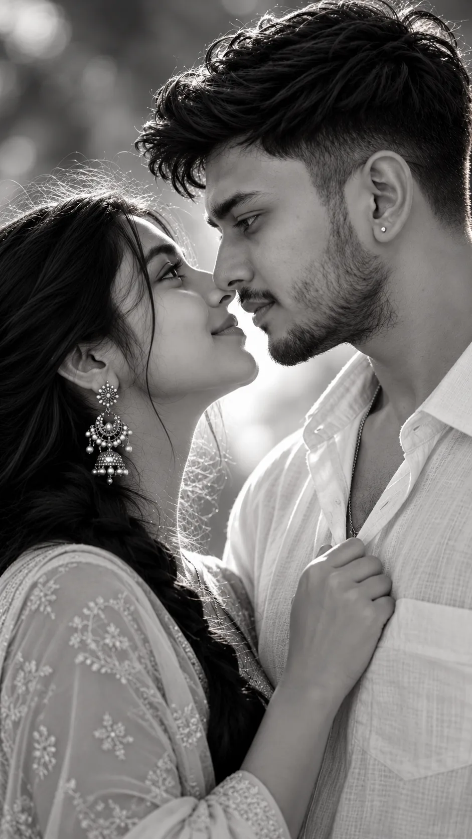 📸 Ultra-Realistic Black-and-White Romantic Cinematic Portrait Prompt