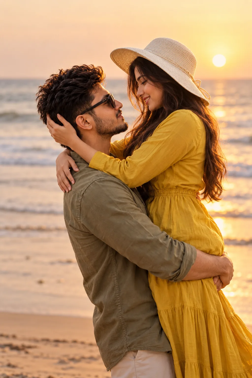 Ultra-Realistic Romantic Beach Couple Portrait Prompt