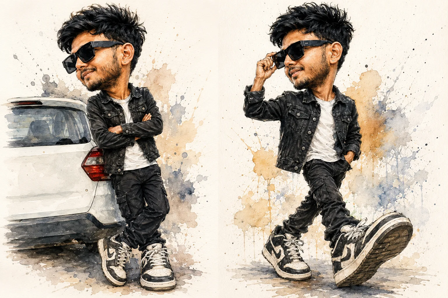 🎨 Realistic Watercolor Caricature Prompt