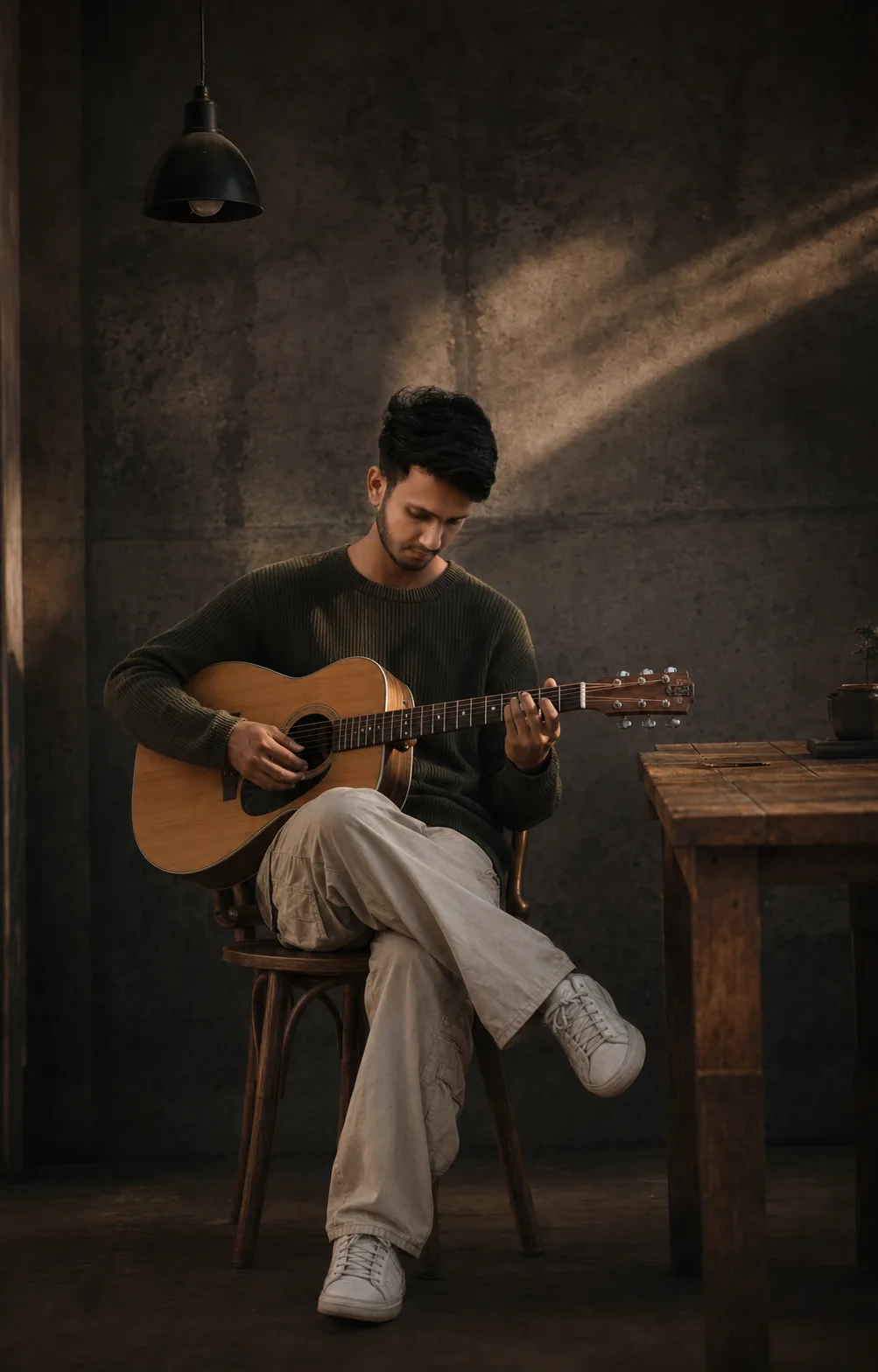 Moody Cinematic Guitar Portrait