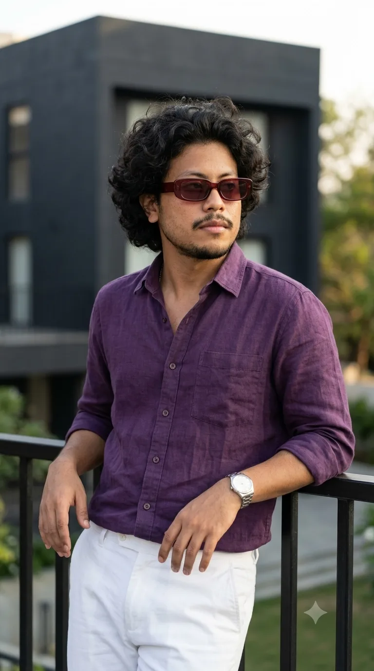 8K cinematic fashion portrait of a stylishyoung South Asian man with