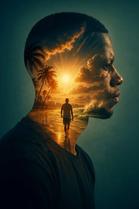 Sunset Silhouette Double Exposure