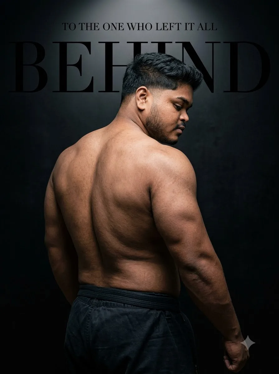 Muscular man posing in darkness