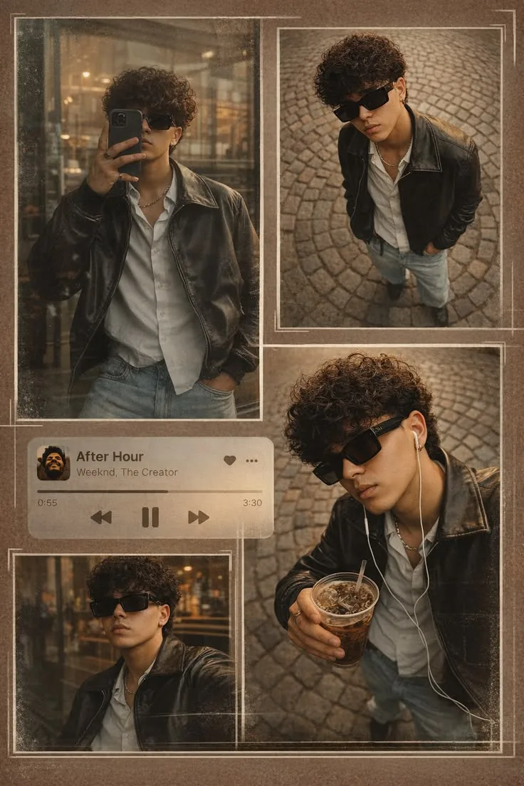 Vintage Brown Aesthetic Boy Photo Collage 🤎📸🎧