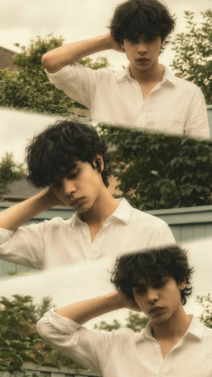 Soft Vintage White Shirt Boy Outdoor Portrait Collage 🌿🤍📸