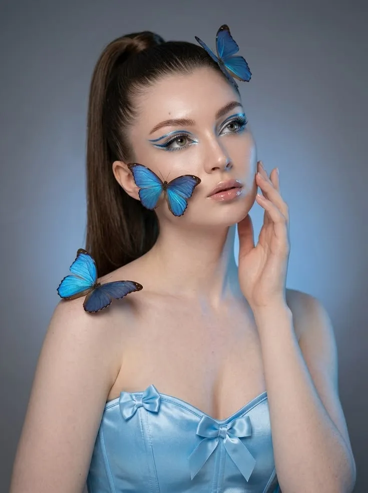 Editorial beauty portrait using my uploaded photo as the ONLY identity
