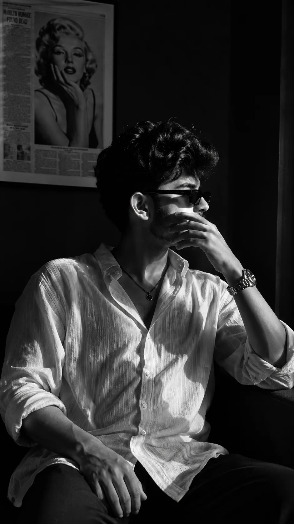 inematic Black and White Portrait AI Prompt | Luxury Film Noir Editorial Photography
