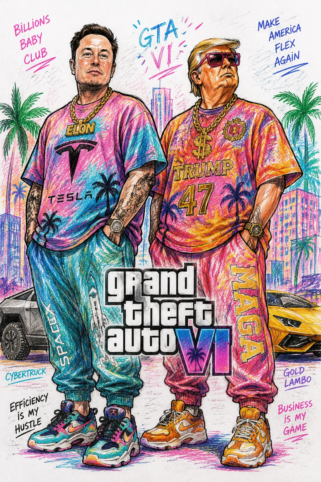 GTA VI parody with neon vibes