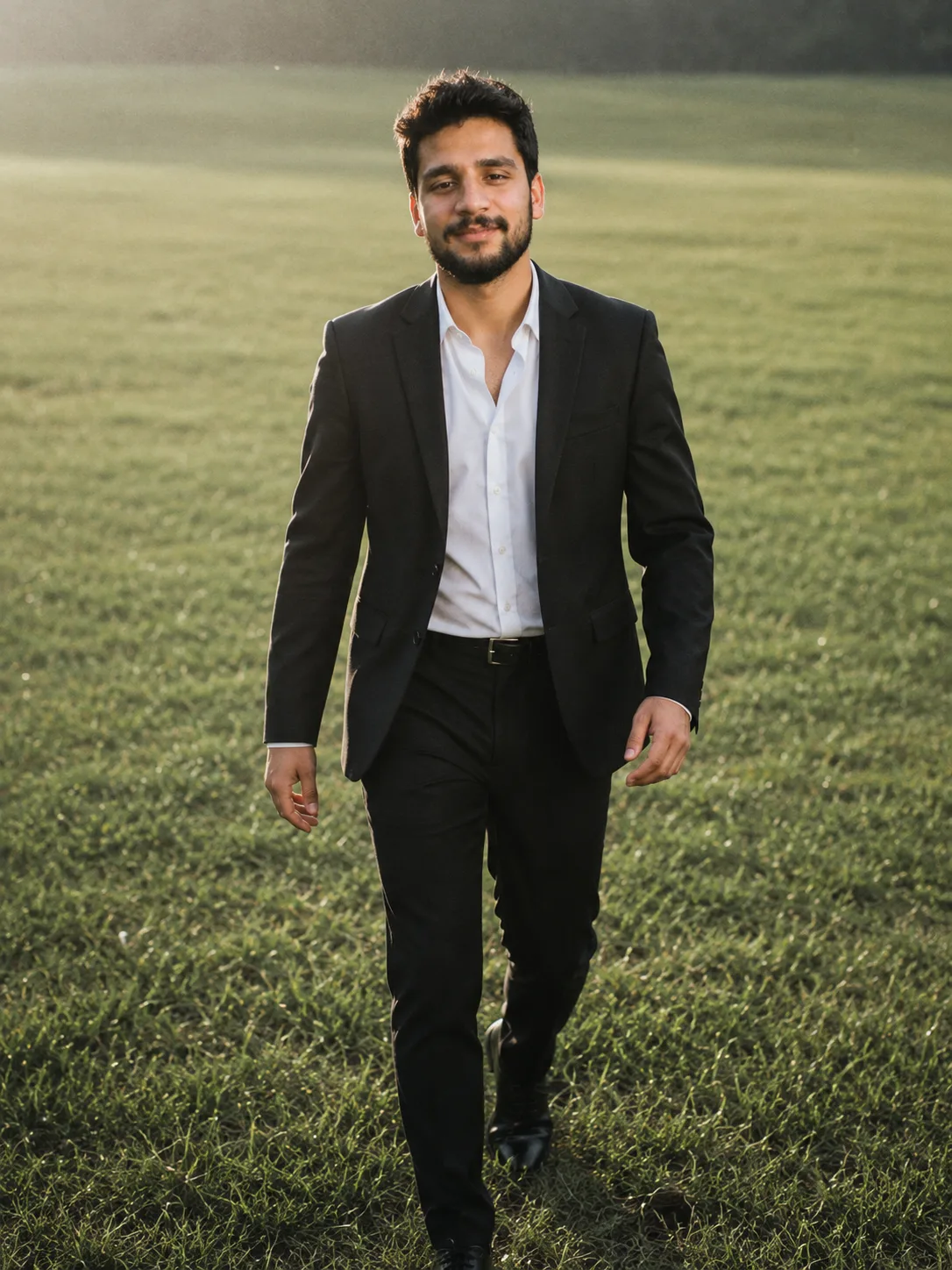 Cinematic Vintage Portrait in a Green Field
