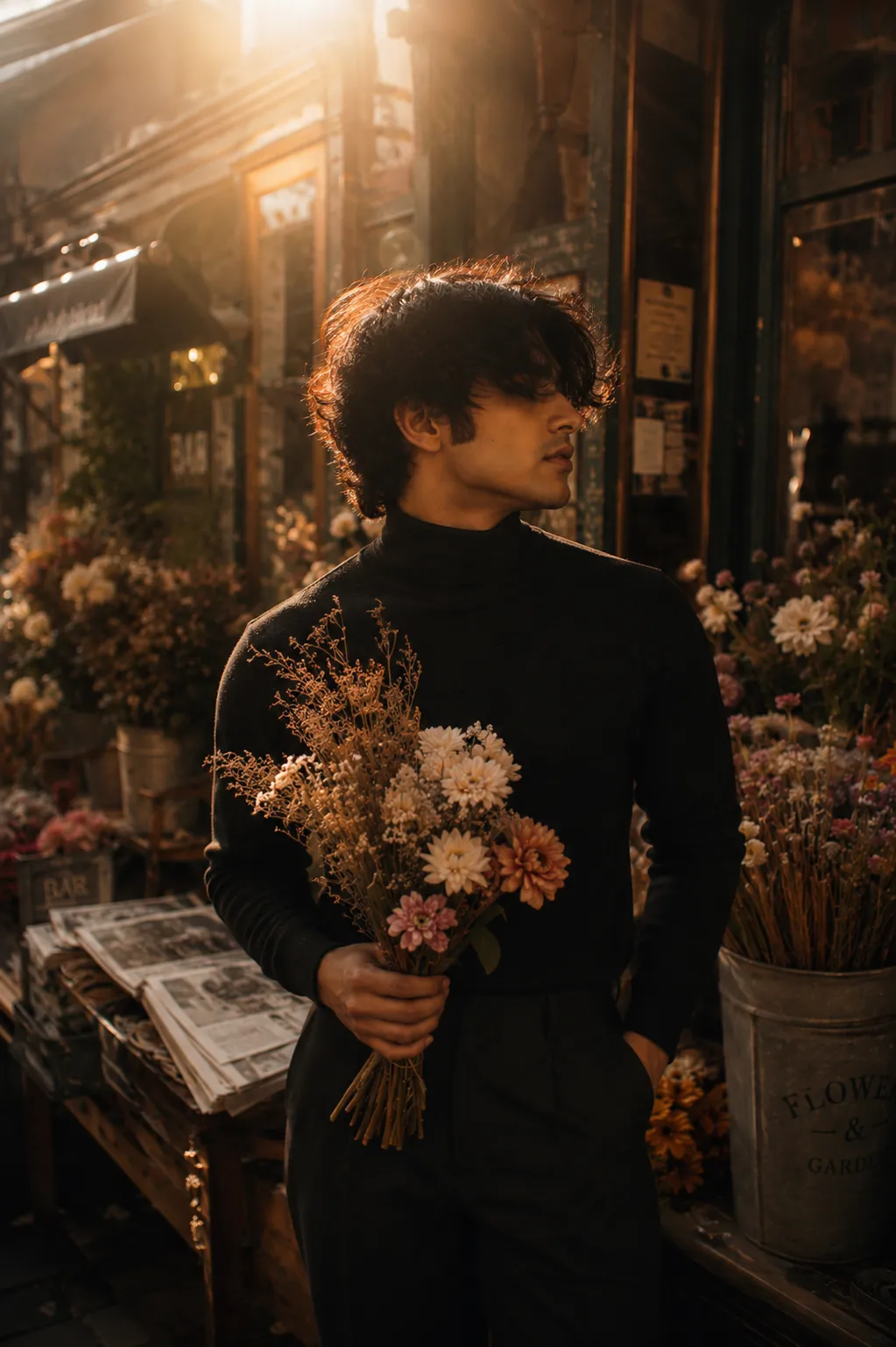 Golden hour at the flower stall