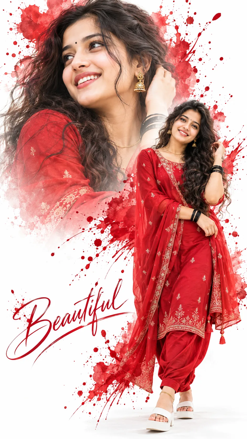 Royal Red Elegance ❤️ | Artistic Double Exposure Portrait