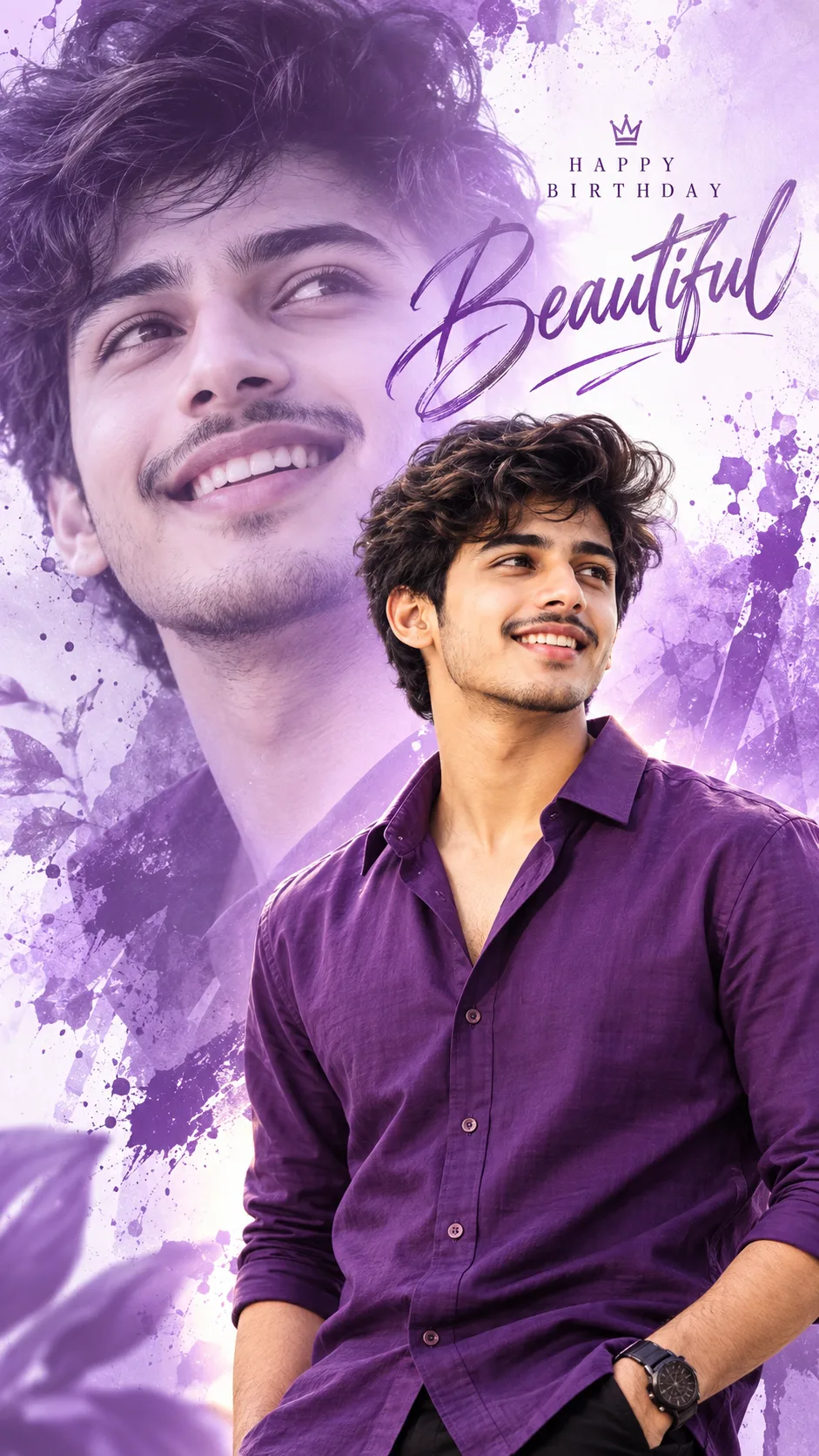 Royal Purple Elegance 💜 | Artistic Double Exposure Portrait Man