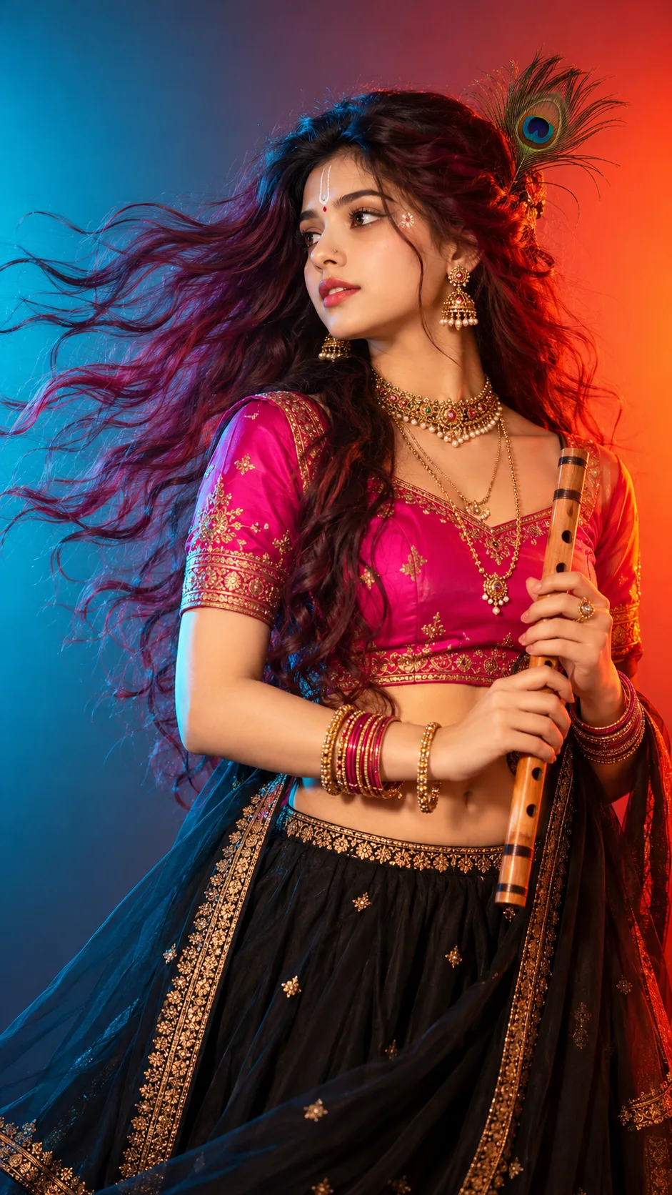🦚 Radha Krishna Inspired AI Portrait | Viral Traditional Look 2026 💖✨