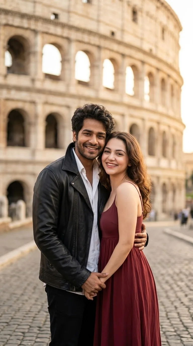 Prompt for the image: "A photorealistic couple portrait of a young
